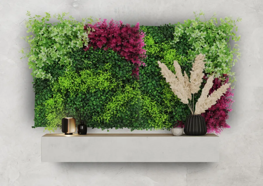 Jangal Grønne Vægpaneler|Akustikpaneler & Tilbehør|Modular Wall plantepanel 52 x 52 cm - Pink Mix