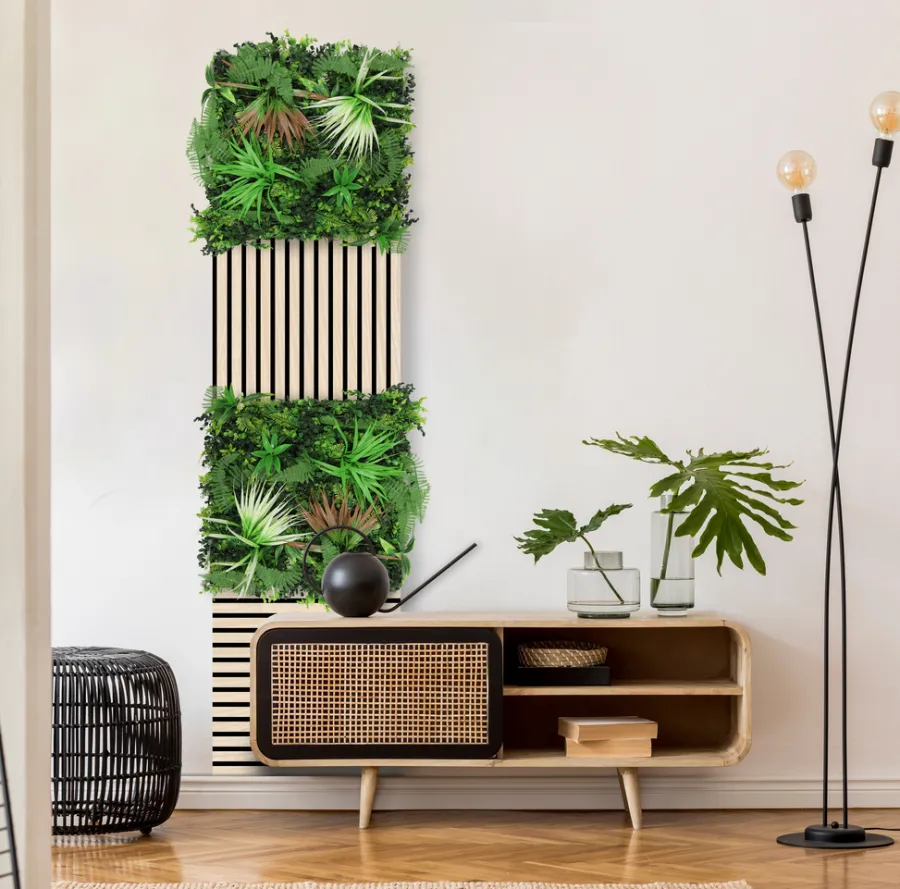 Jangal Grønne Vægpaneler|Akustikpaneler & Tilbehør|Modular Wall plantepanel 52 x 52 cm - Exotic Mix