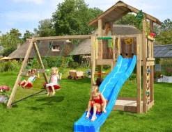 Jungle Gym Jungle Gym Legetårne|Chalet 2.1 legetårn med rutsjebane & gyngestativ Natur