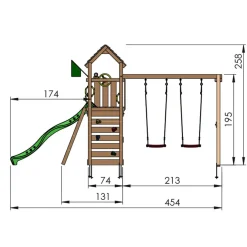 Jungle Gym Jungle Gym Legetårne|Safari legetårn m/grå rutsjebane & gynger grå Natur