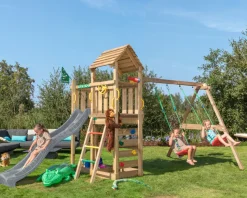 Jungle Gym Jungle Gym Legetårne|Safari legetårn m/grå rutsjebane & gynger grå Natur