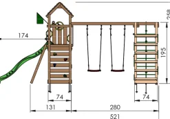 Jungle Gym Jungle Gym Legetårne|Safari legetårn m/gynger & klatremodul grå Natur