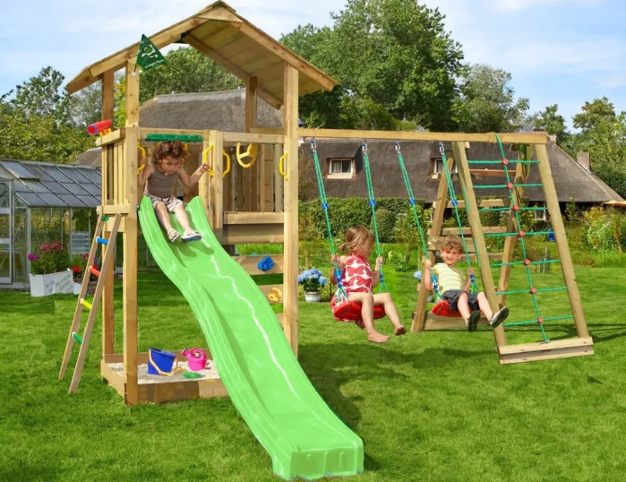 Jungle Gym Jungle Gym Legetårne|Sierra 2.1 legetårn m/rutsjebane, gyngestativ & klatremodul Natur