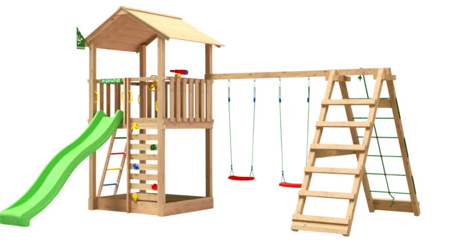 Jungle Gym Jungle Gym Legetårne|Sierra 2.1 legetårn m/rutsjebane, gyngestativ & klatremodul Natur