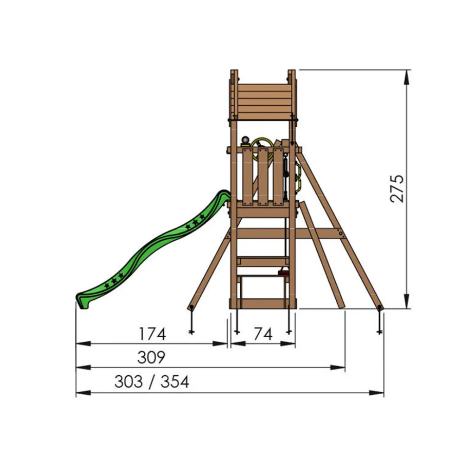 Jungle Gym Jungle Gym Legetårne|Totem legetårn med rutsjebane & gyngestativ Natur