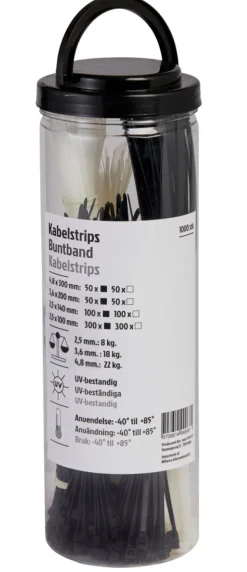 Elophæng & -Fastgørelse|Kabelstrips ass. størrelser 1000 stk.