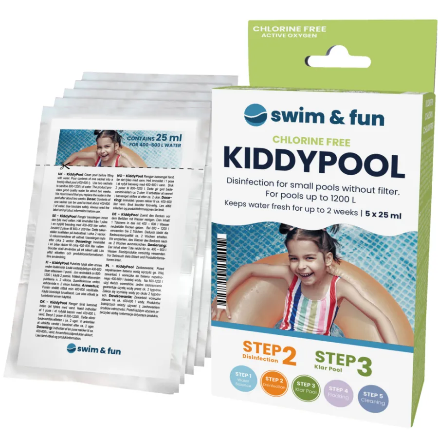 Swim & Fun Poolkemi & Testudstyr|KiddyPool vandpleje til soppebassin 5 x 25 ml -