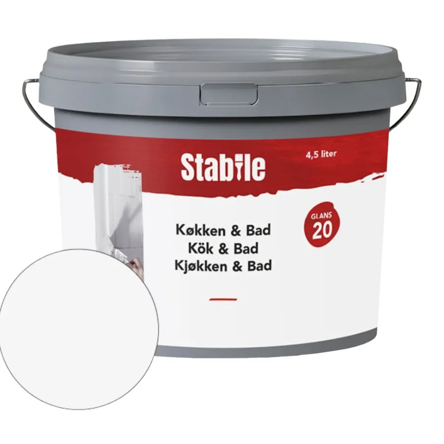Stabile® Vægmaling|Køkken & Bad 20 vægmaling 4,5 liter - Hvid