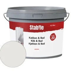 Stabile® Vægmaling|Køkken & Bad 20 vægmaling modehvid 4,5 liter - Modehvid (NCS-kode s1002-y20r)