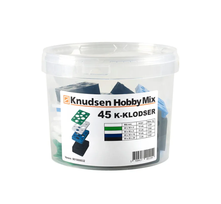 Knudsen Kilen Kiler|Hobby Mix K-klodser (justérbrik) - 45 stk.