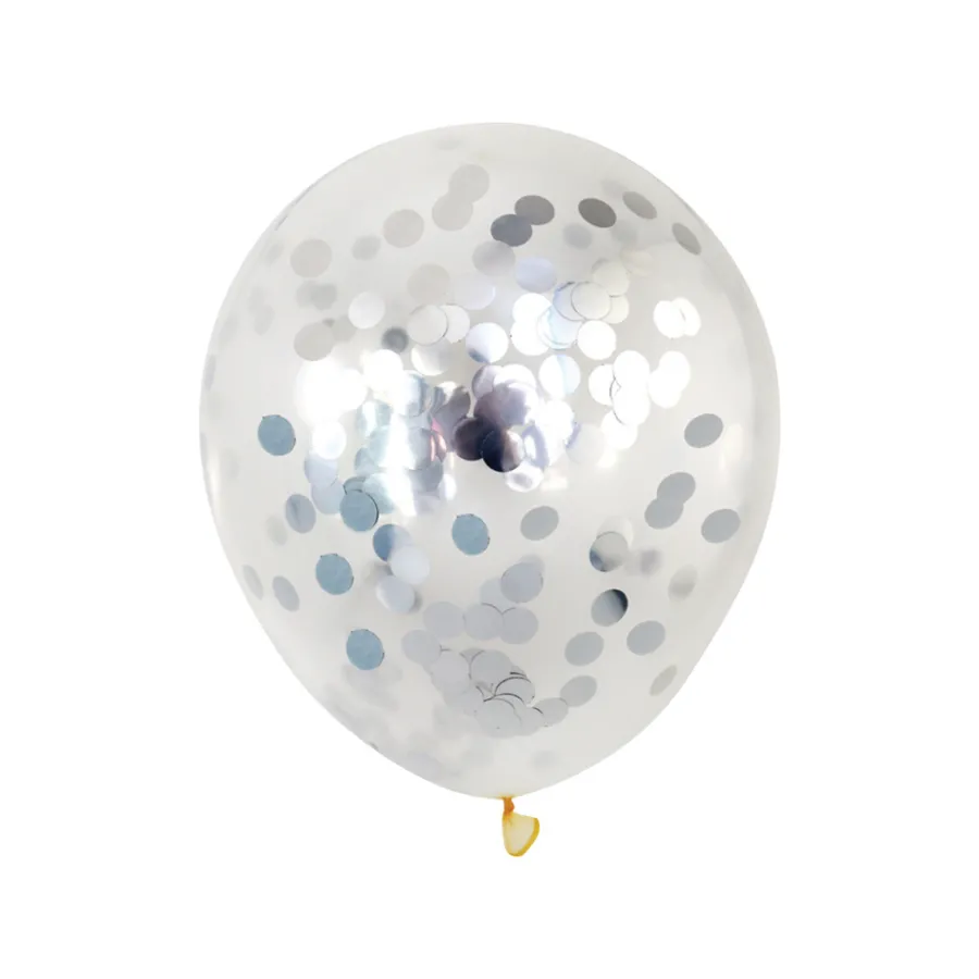 Pynt & Festudstyr|Konfettiballon 30 cm 5 stk. sølv