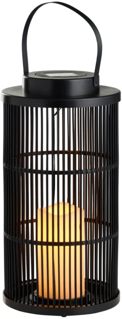 Garden® Sæsonafslutning|Solcellelamper|Lanterne med solceller Ø18 x 36 cm - Sort
