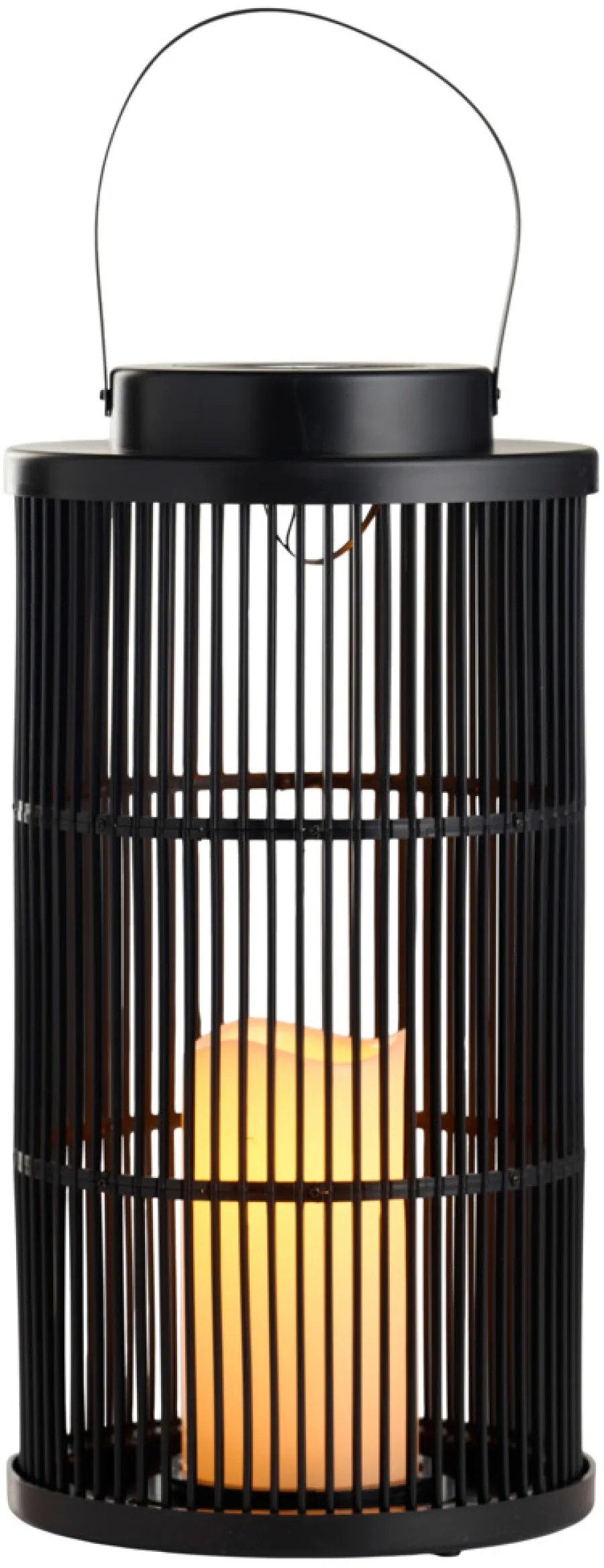 Garden® Sæsonafslutning|Solcellelamper|Lanterne med solceller Ø18 x 36 cm - Sort