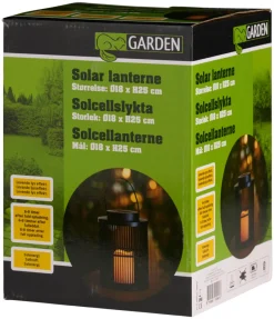 Garden® Sæsonafslutning|Solcellelamper|Lanterne med solceller Ø18 x 25 cm - Sort