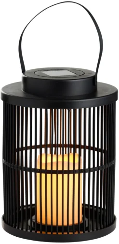 Garden® Sæsonafslutning|Solcellelamper|Lanterne med solceller Ø18 x 25 cm - Sort