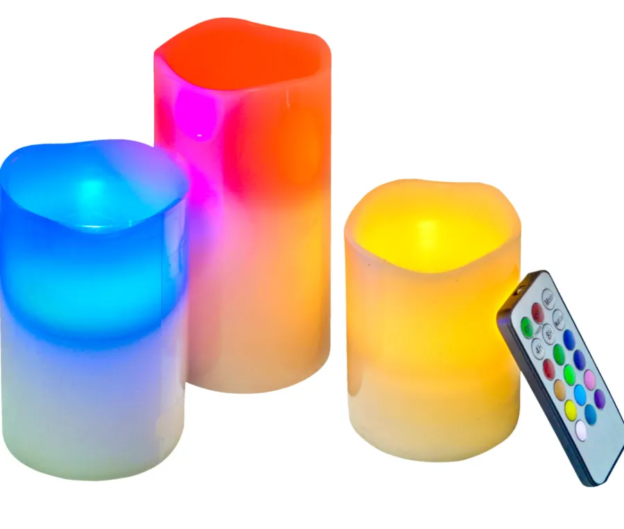 Dekorativ Belysning - Indendørs|LED-bloklys med farveskift 3-pk.