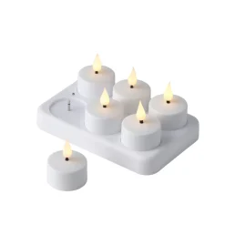 Stemning® Dekorativ Belysning - Indendørs|LED-fyrfadslys m/fjernbetjening genopladelig 6-pk. Hvid