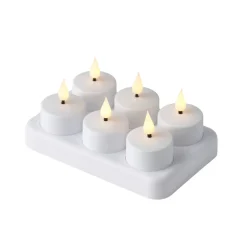 Stemning® Dekorativ Belysning - Indendørs|LED-fyrfadslys m/fjernbetjening genopladelig 6-pk. Hvid