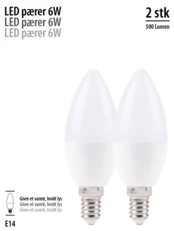 Led-Pærer|LED-kertepære 5 W E14 2-pk.