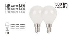 Led-Pærer|LED-kronepære 3,6 W E14 2-pk.