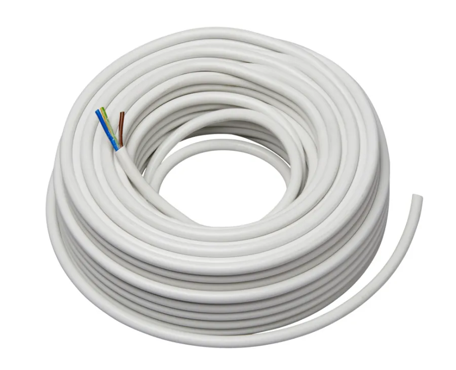 Kabler & Ledninger|Ledning rund 3 x 1,00 mm² 25 meter Hvid