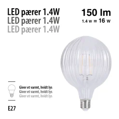 Led-Pærer|LED-pære Stripes klar 1,4 W E27