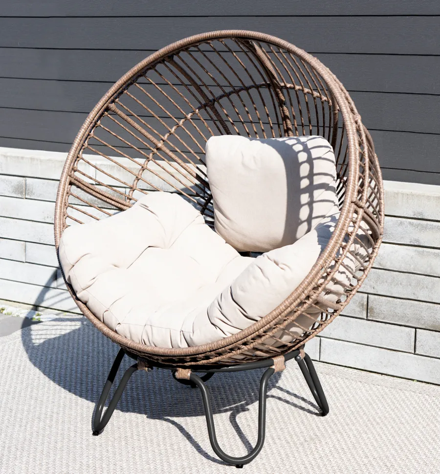 Sunlife® Havestole|Loungemøbler|Loungestol Louisiana natur/sort inkl. hynde -
