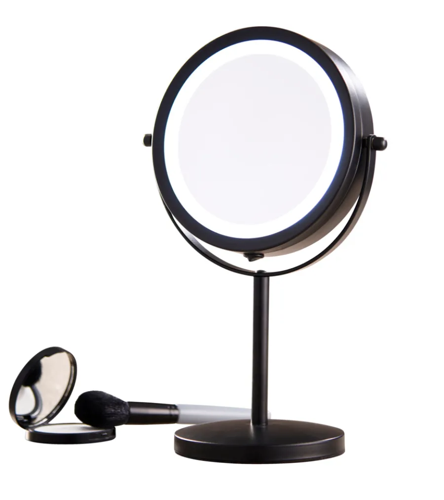 DAY Tilbehør Til Badeværelset|Spejle|Makeup spejl m/lys Ø 17,5 cm - Sort