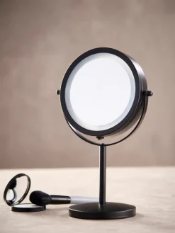 DAY Tilbehør Til Badeværelset|Spejle|Makeup spejl m/lys Ø 17,5 cm - Sort