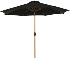 Sunlife® Sæsonafslutning|Parasoller & Markiser|Markedsparasol Stockholm Ø300 cm sort/teak m/krank -