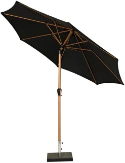 Sunlife® Sæsonafslutning|Parasoller & Markiser|Markedsparasol Stockholm Ø300 cm sort/teak m/krank -