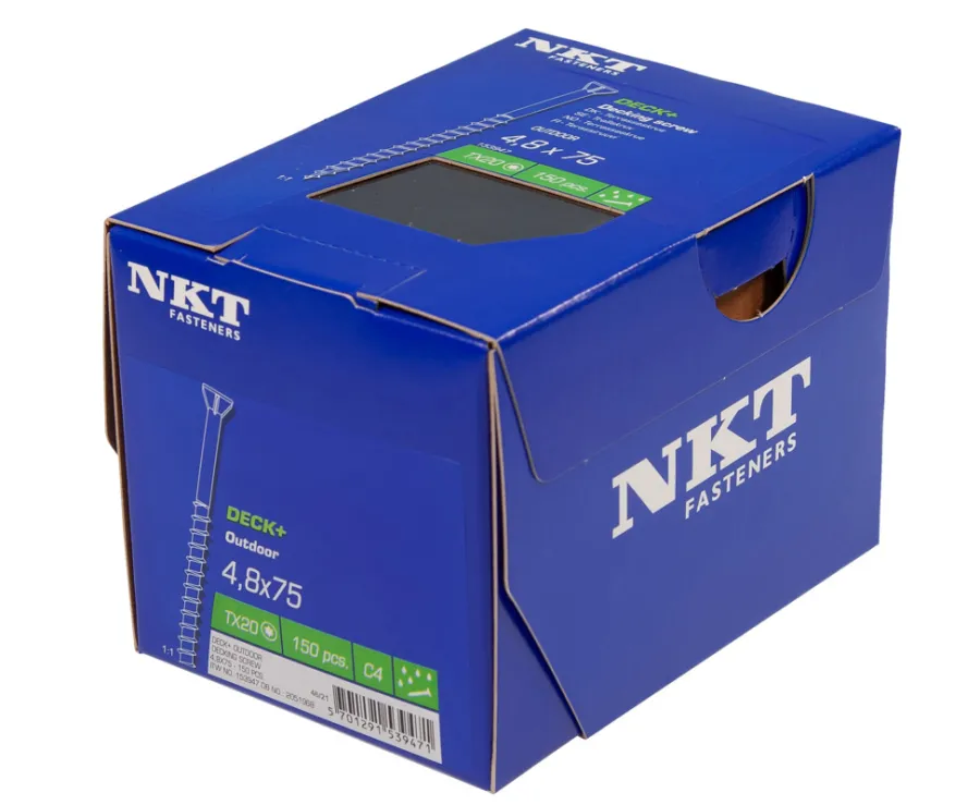 NKT Fasteners Skruer|DECK+ Outdoor terrasseskrue 4,8 x 75mm 150 stk.