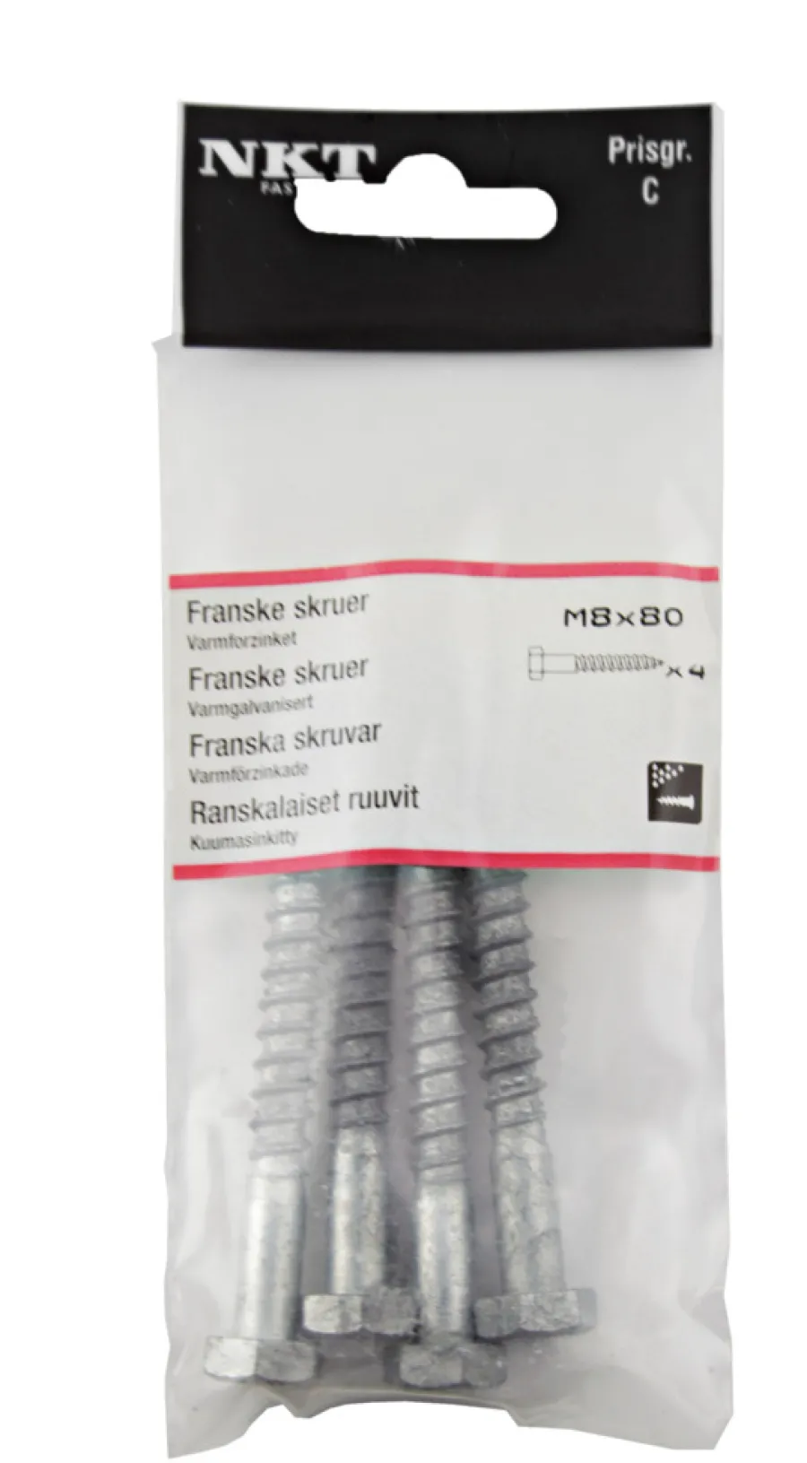 NKT Fasteners Skruer|fransk skrue 8 x 80 mm - 4 stk.