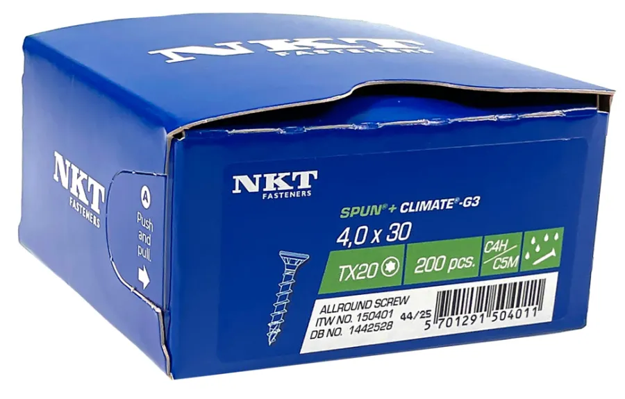NKT Fasteners Skruer|SPUN+ Climate skrue 4,0 x 30 mm 200 stk.
