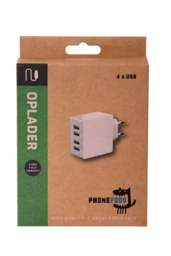 PhoneFood Kabler & Adaptere|Oplader med 4 USB porte
