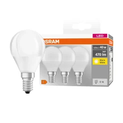Osram Led-Pærer|LED kronepære E14 4,9 W 3-pk.