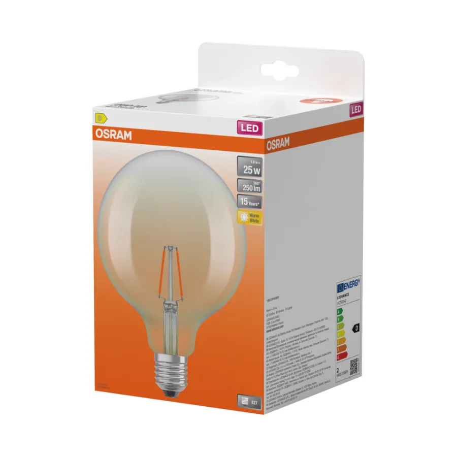 Osram Led-Pærer|LED Star Classic Globe125 LED-pære E27 2,5 W