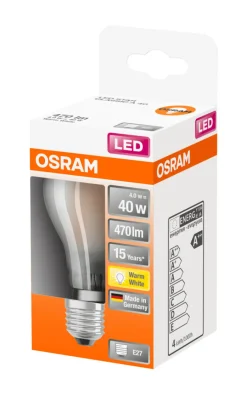 Osram Led-Pærer|LED Star Classic mat standardpære E27 4 W