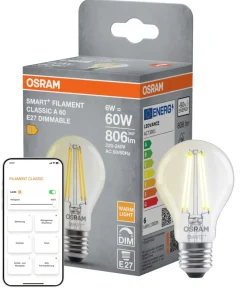 Osram Led-Pærer|Smart Pærer|SMART+ filament pære standard hvid E27 6 W