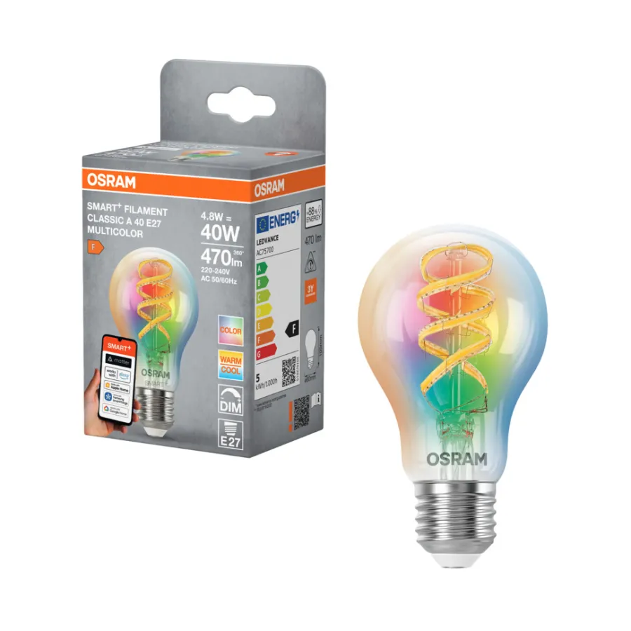 Osram Led-Pærer|Smart Pærer|SMART+ klar filamentpære RGBW E27 4,8 W