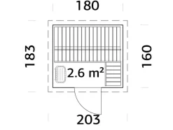 Palmako Pooludstyr|Saunaer|Eir sauna m/ovn 183 x 203 cm