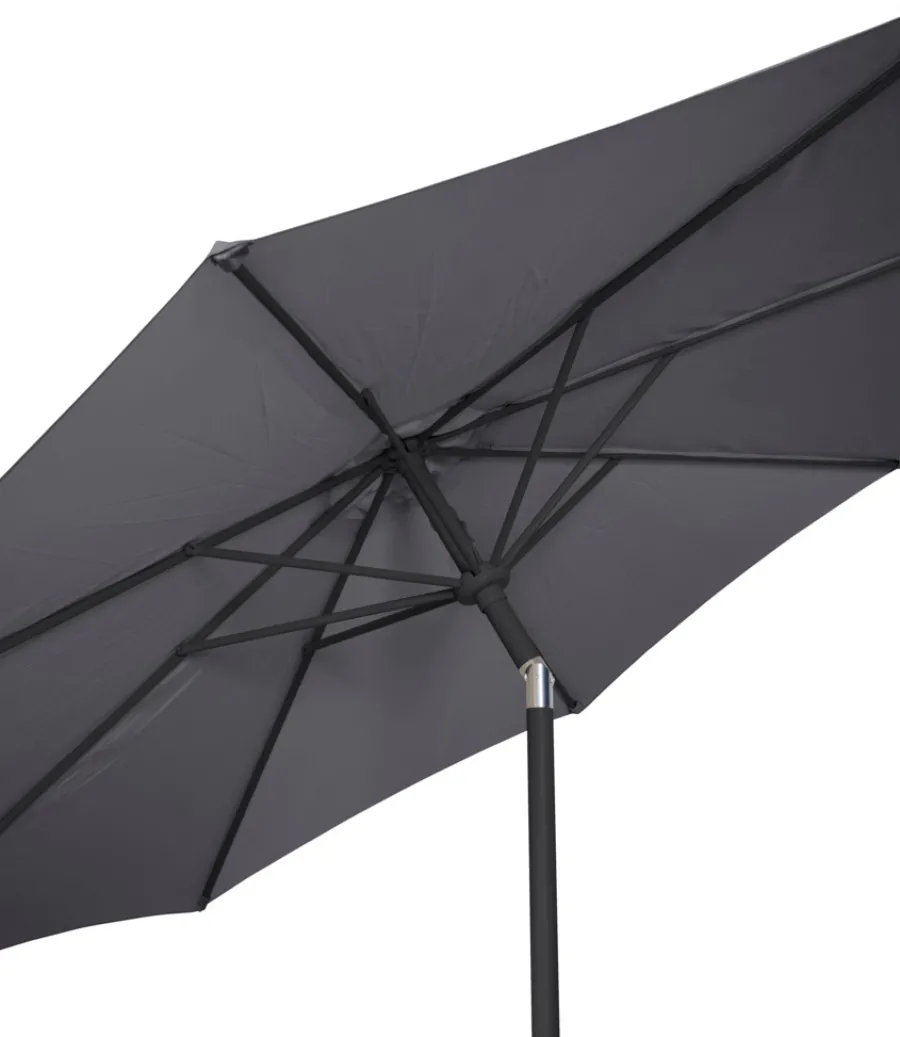 Sunlife® Sæsonafslutning|Parasoller & Markiser|Parasol Arizona grå m/krank og tilt Ø300 cm - Grå dug og sort stang