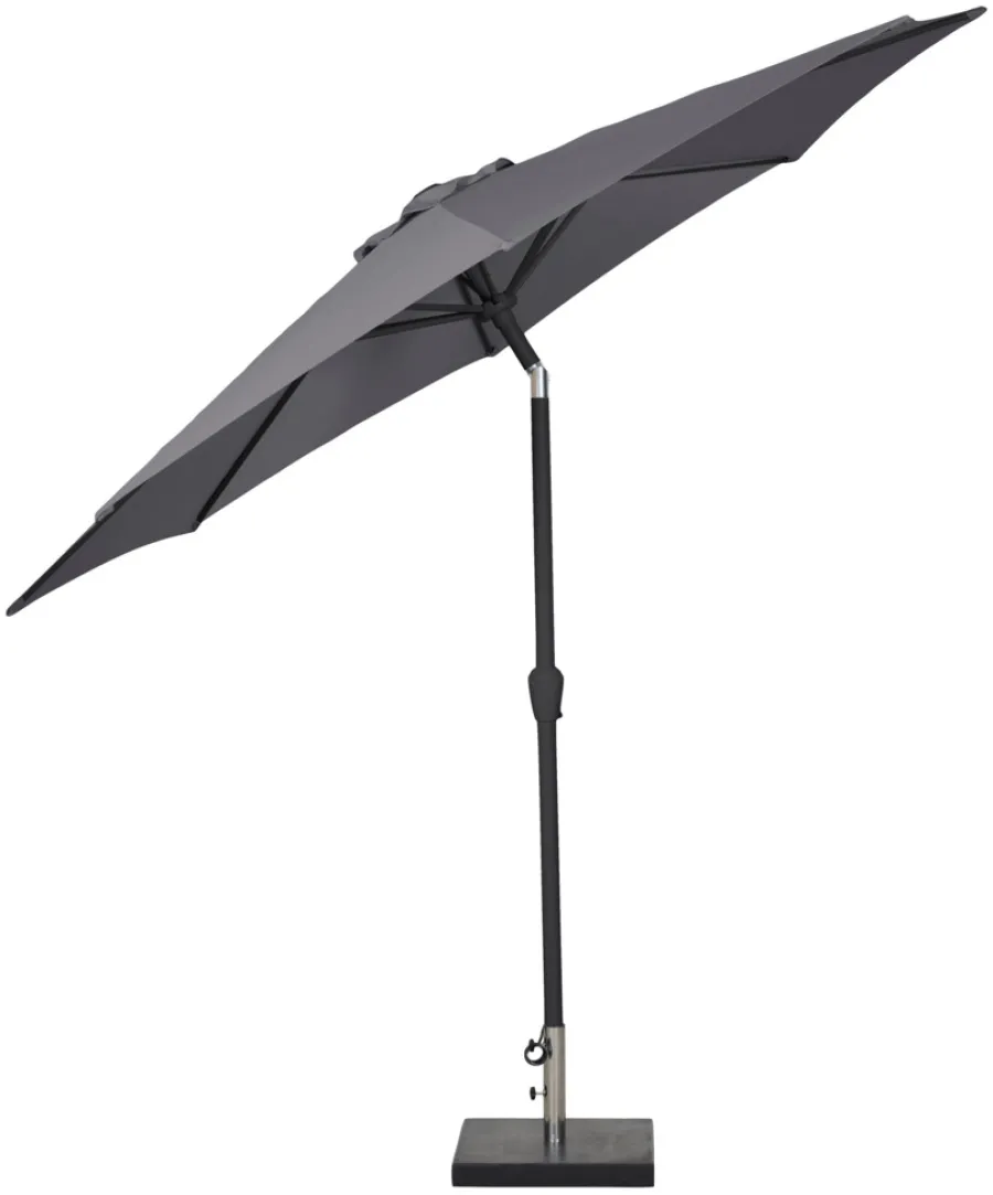 Sunlife® Sæsonafslutning|Parasoller & Markiser|Parasol Arizona grå m/krank og tilt Ø300 cm - Grå dug og sort stang