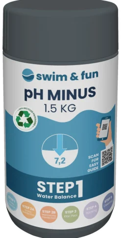 Swim & Fun Poolkemi & Testudstyr|pH-Minus granulat 1,5 kg -