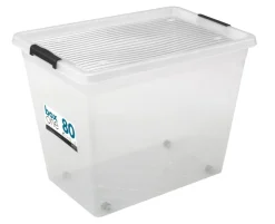 Plast1 Opbevaringskasser|plastboks m/låg klar - BoxOne 80