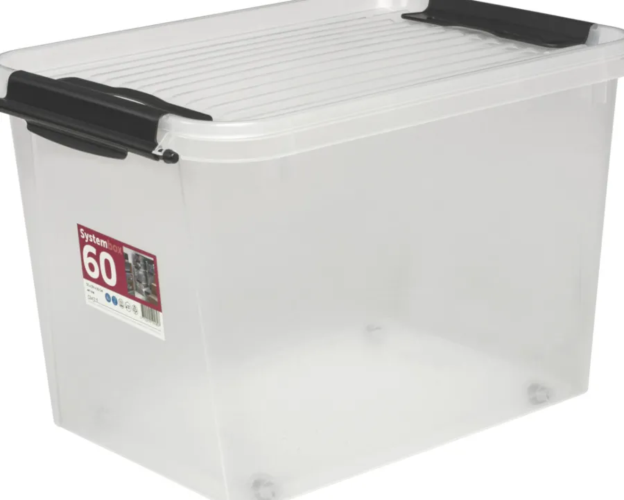 Plast1 Opbevaringskasser|plastboks m/låg klar - SystemBox 60