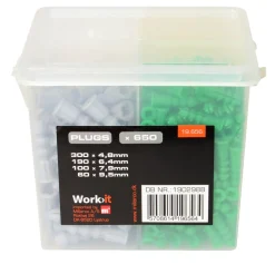 HOME it WORK Dyvler & Plugs|Plugs sortiment ass. 650 stk.
