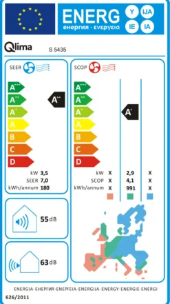 Qlima Varmepumper|S-5435 varmepumpe med wifi