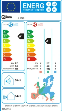 Qlima Varmepumper|S-5426 varmepumpe med wifi