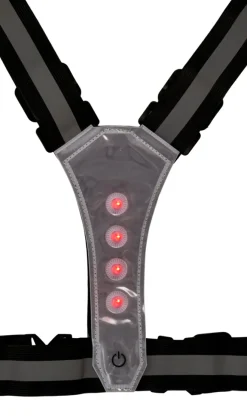 BikeZone® Sikkerhedsudstyr|Cykeltilbehør|Refleksvest med LED sort/grå - Sort med grå refleksstriber